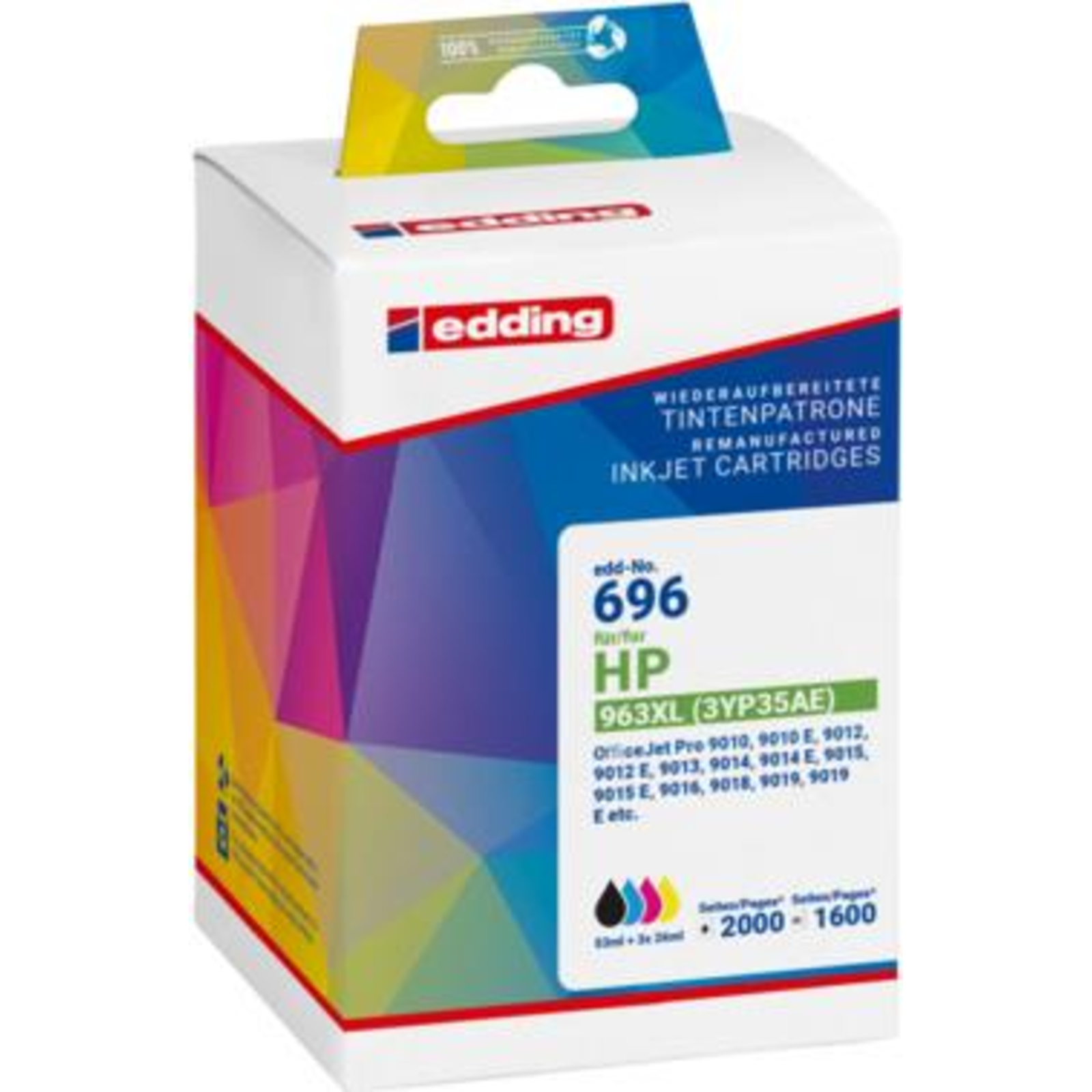 Edding EDD-696 Black cyan magenta Yellow Printer Cartridge Compatible with HP 963XL Compat