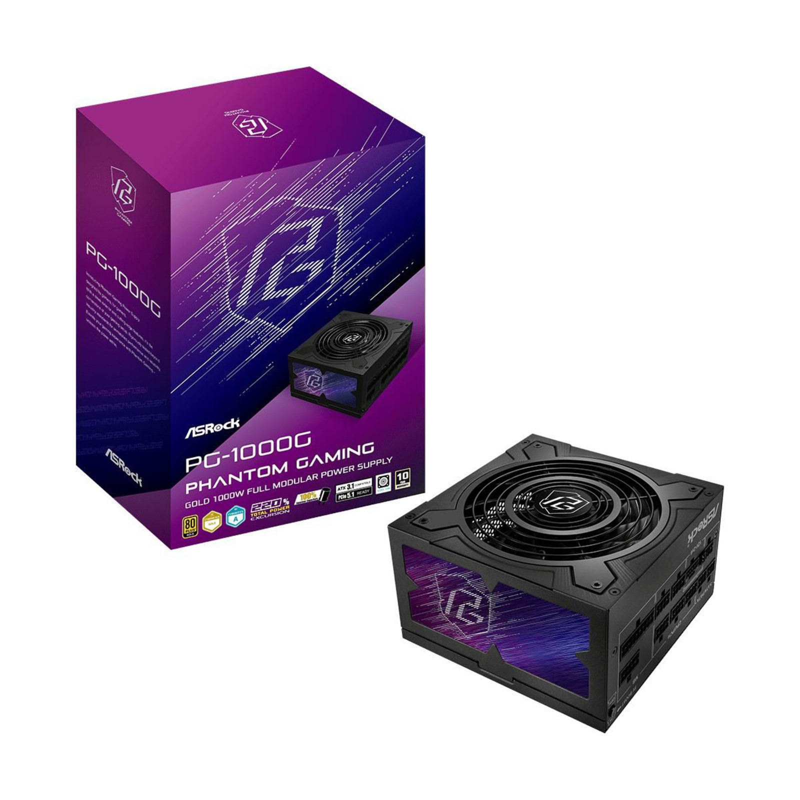 ASRock ATX PHANTOM GAMING Power Supply 1000W (BLACK)