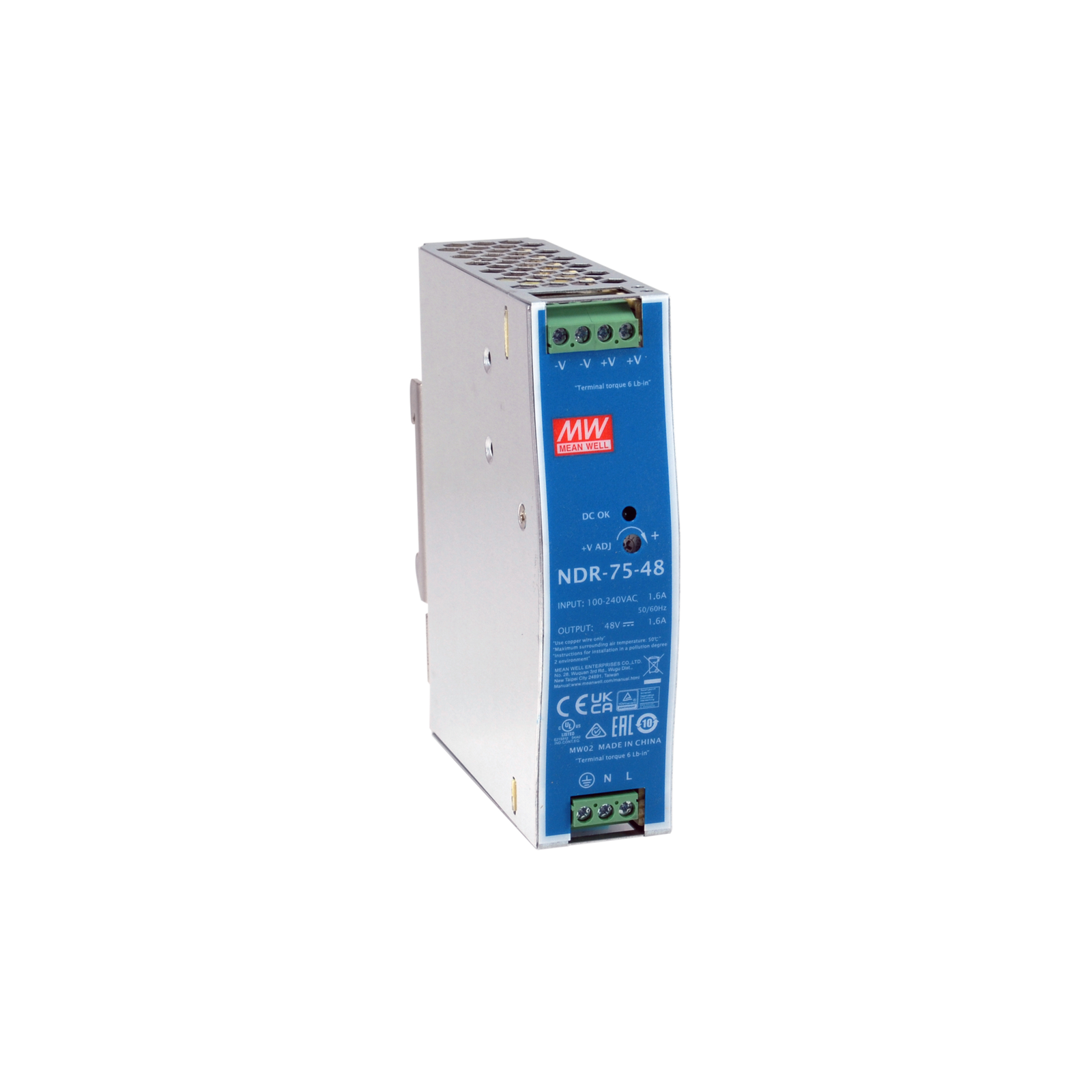 LevelOne 48V DC Industrial Power Supply, 75W, DIN-Rail,-20 ~ +70 ℃