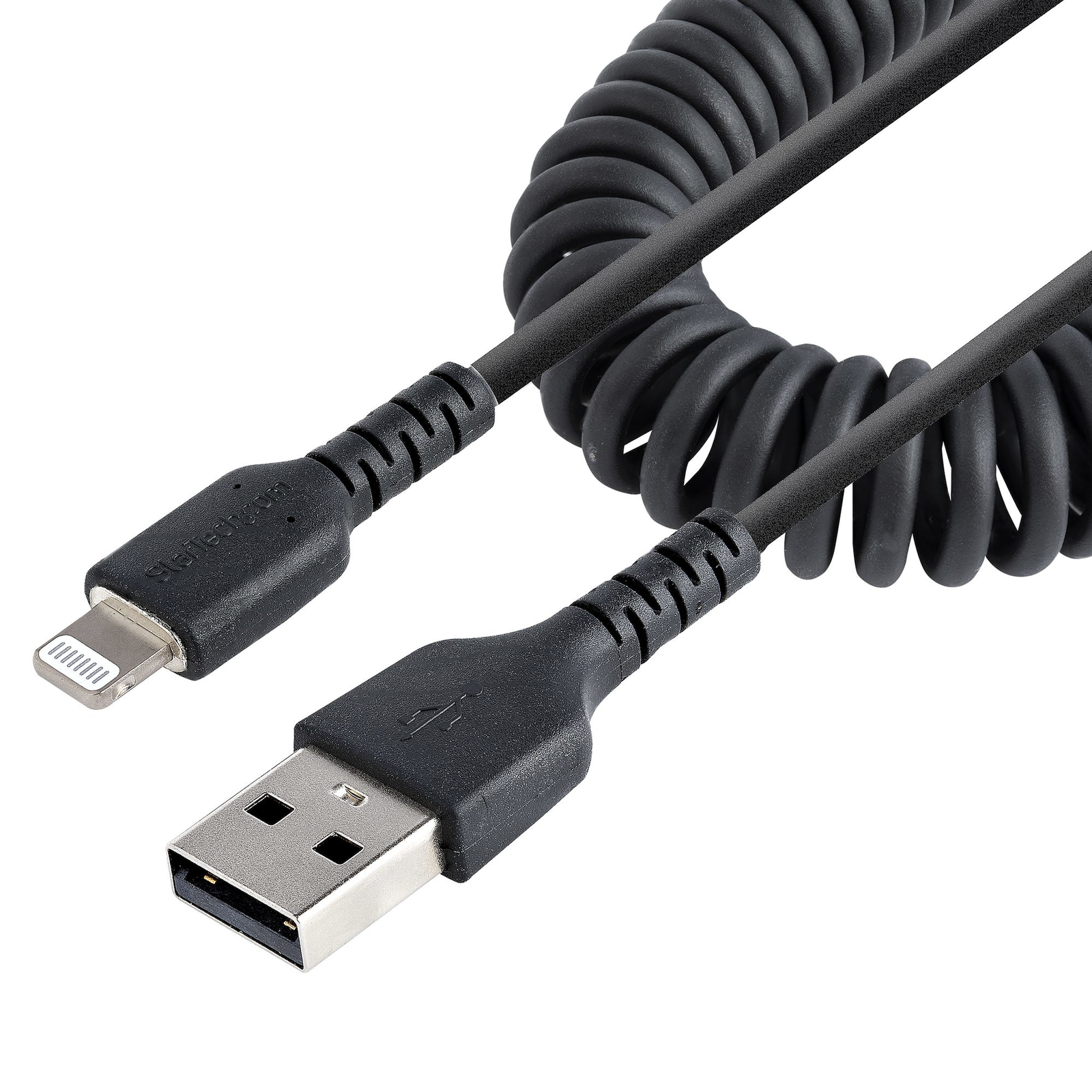 StarTech.com USB to LIGHTNING Cable 50CM (20IN) COILED Cable BLACK