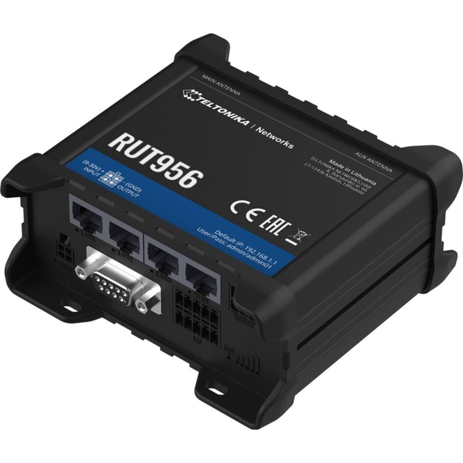 Teltonika RUT956 router for Mobile Network Black Aluminium Plastic DIN Rail