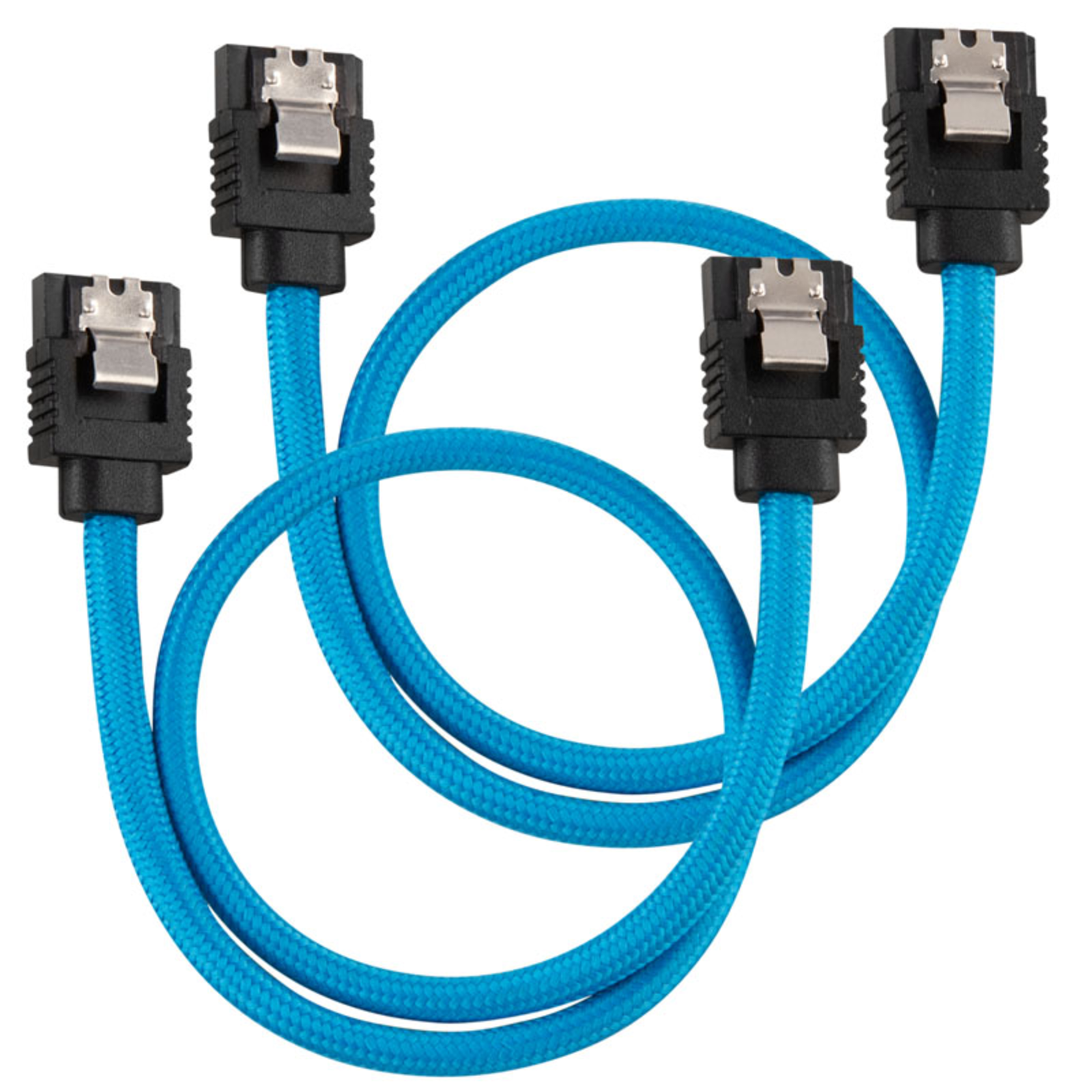 Corsair Premium Sleeved SATA Cable Blue 30cm Pack of 2