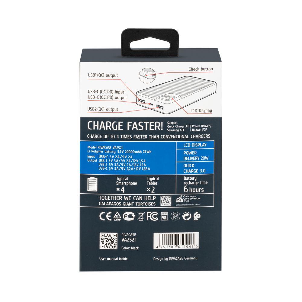 POWER BANK USB 20000MAH/VA2521 RIVACASE