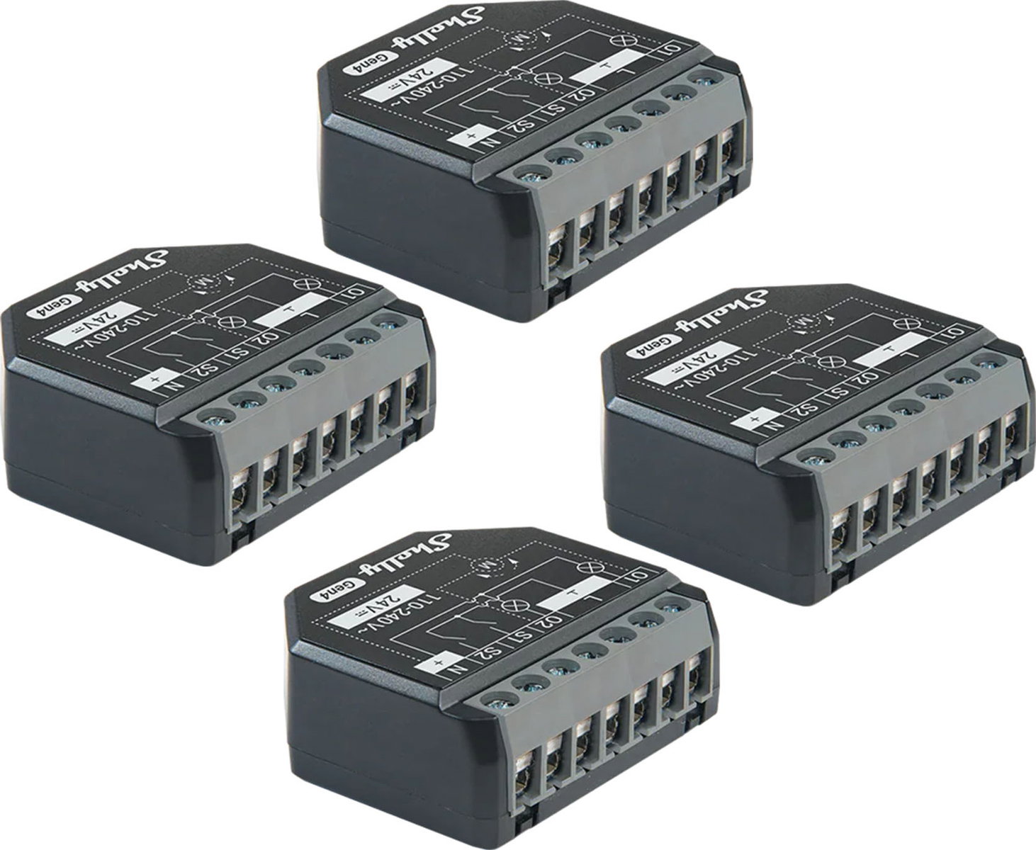 Set of 4 Shelly 2PM Gen4 Zigbee/Matter Controllers