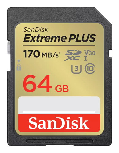 EXTREME PLUS 64GB SDXC MEMORY - CARD 170MB/S 80MB/S UHS-I CL. 10