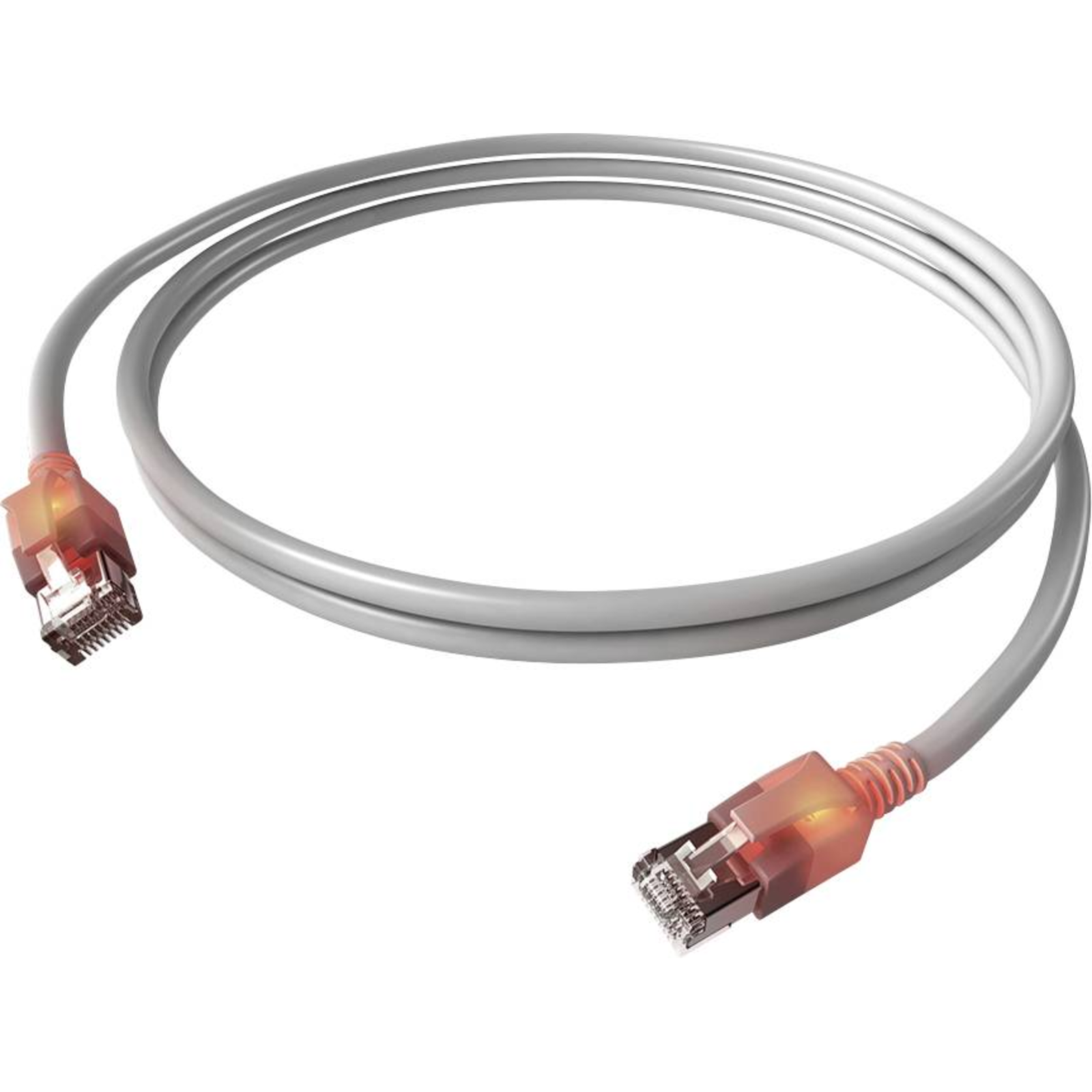EasyLan DualBoot LED Patch Cable RJ45 S/FTP Cat.6A (Class EA) with SaCon Connector LSOH Gray 7 M