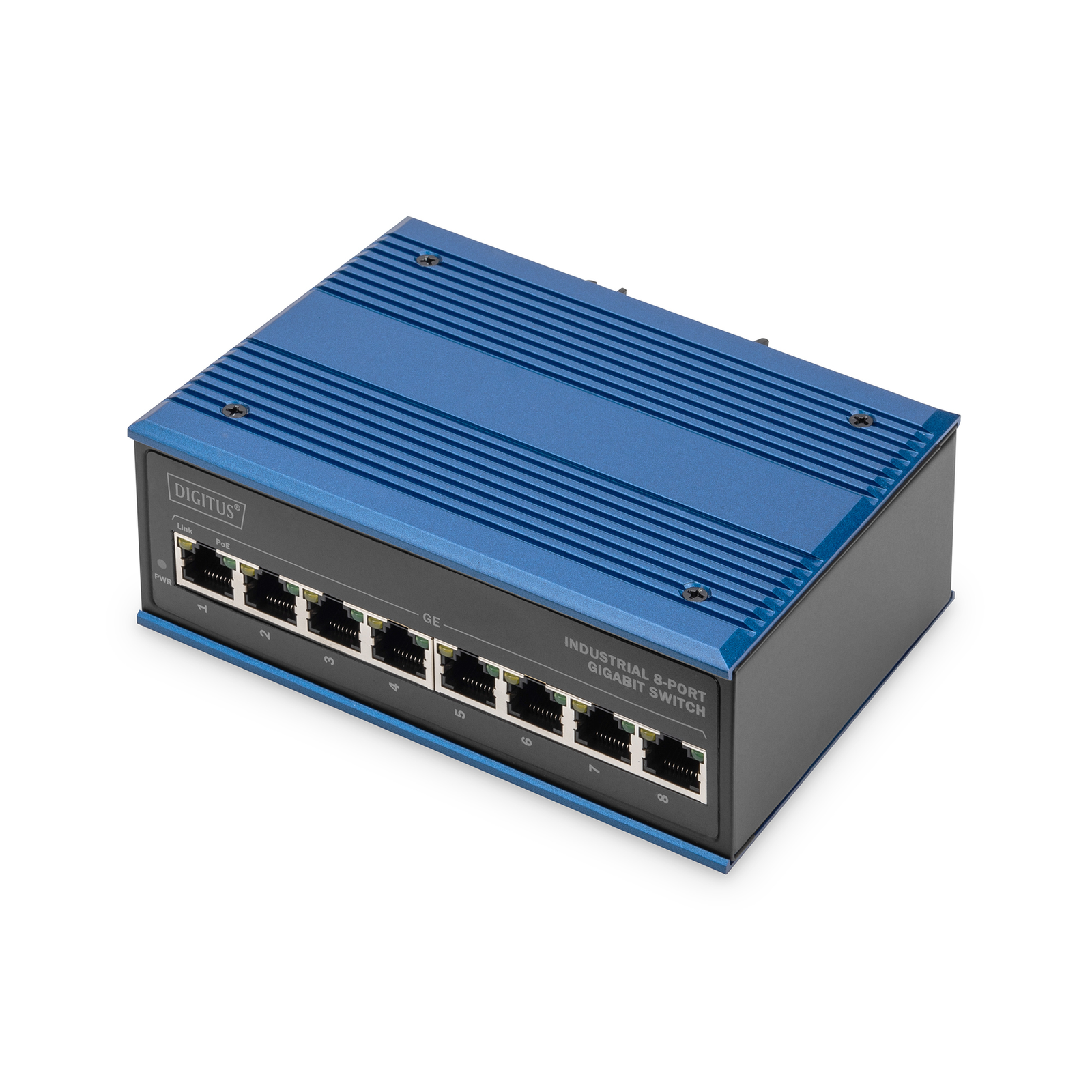 Digitus Switch Ind. 8-Port Gigabit 30W PoE Unmanaged Blue