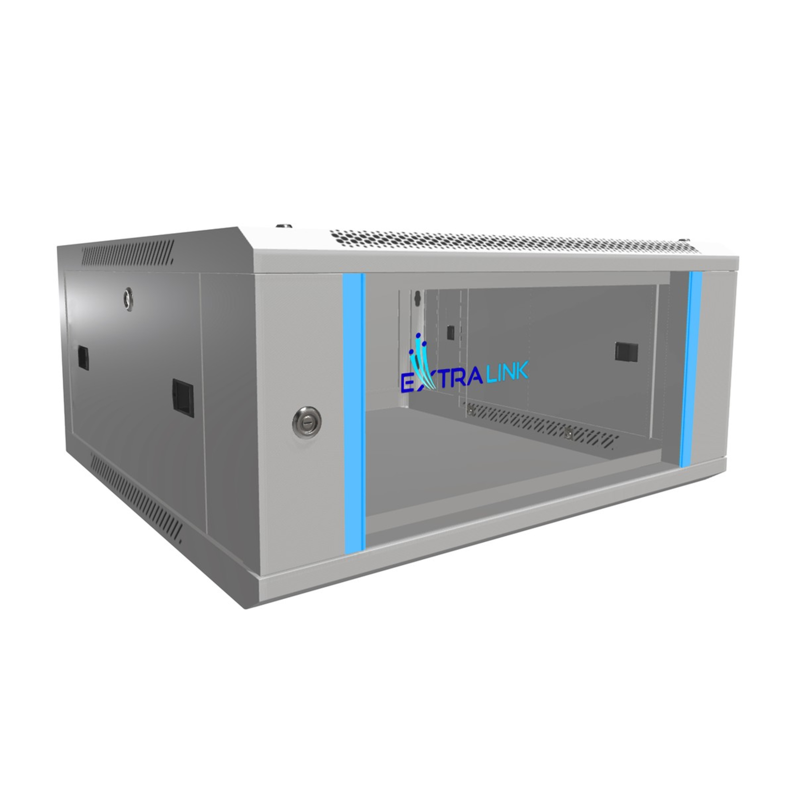 Extralink 4U Rackmount Cabinet 600x600 Grey Glass Door