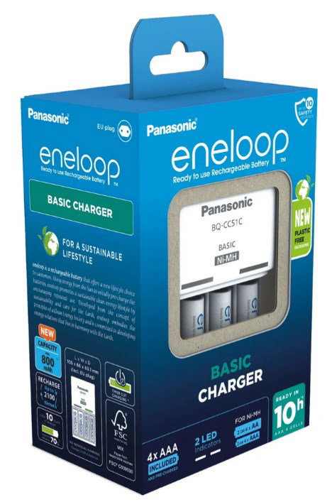 Battery charger PANASONIC Eneloop Basic BQ-CC51 + 4x AAA 800 mAh (K-KJ51MCD04E)