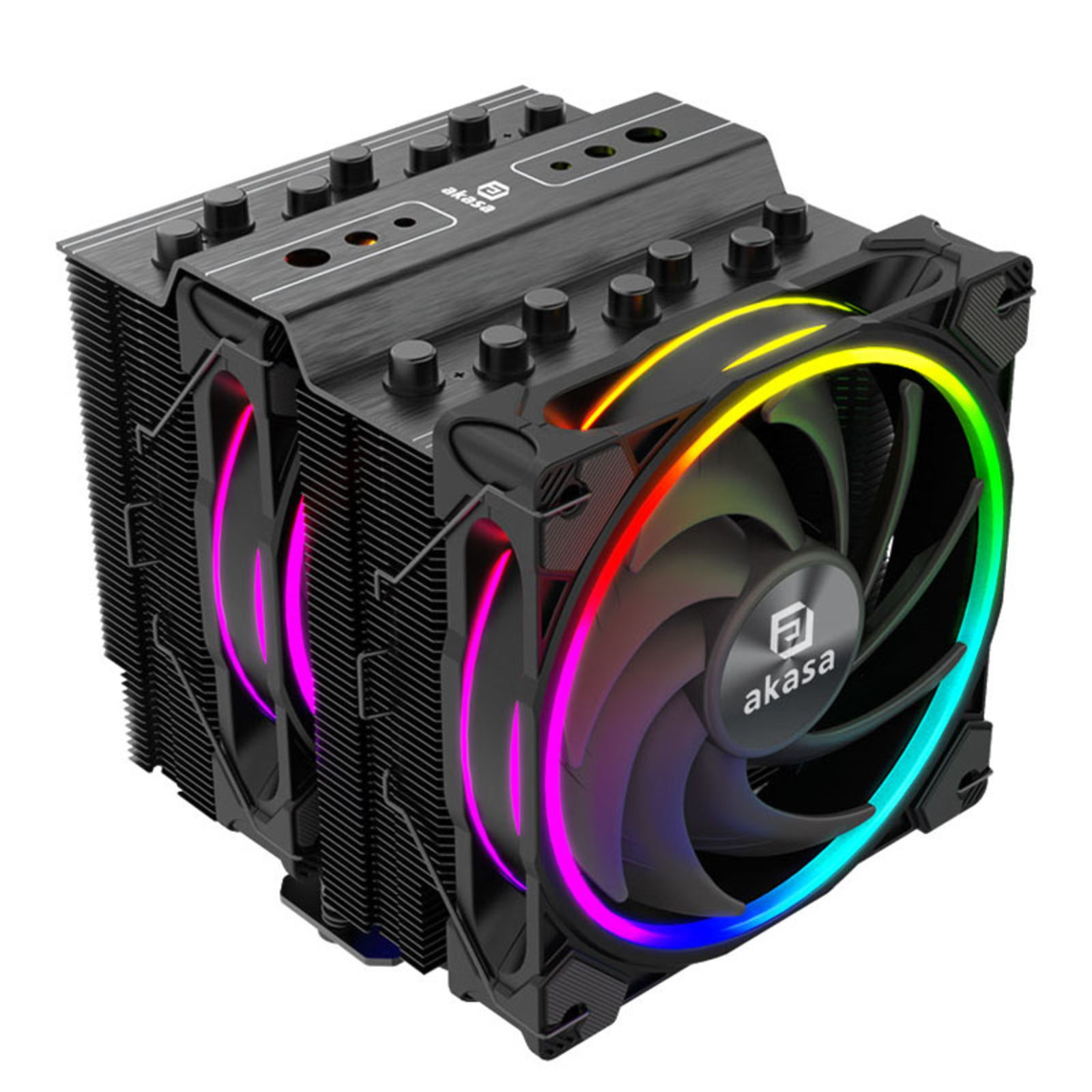 AKASA Soho H7 Dual Tower CPU Cooler ARGB 120mm Black