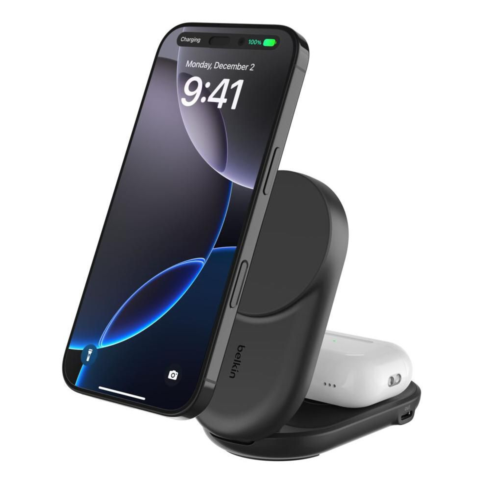 Belkin UltraCharge Charger 2-in-1 Qi2 Magnetic Foldable + AC Power Adapter 25 Watts Fast Charge