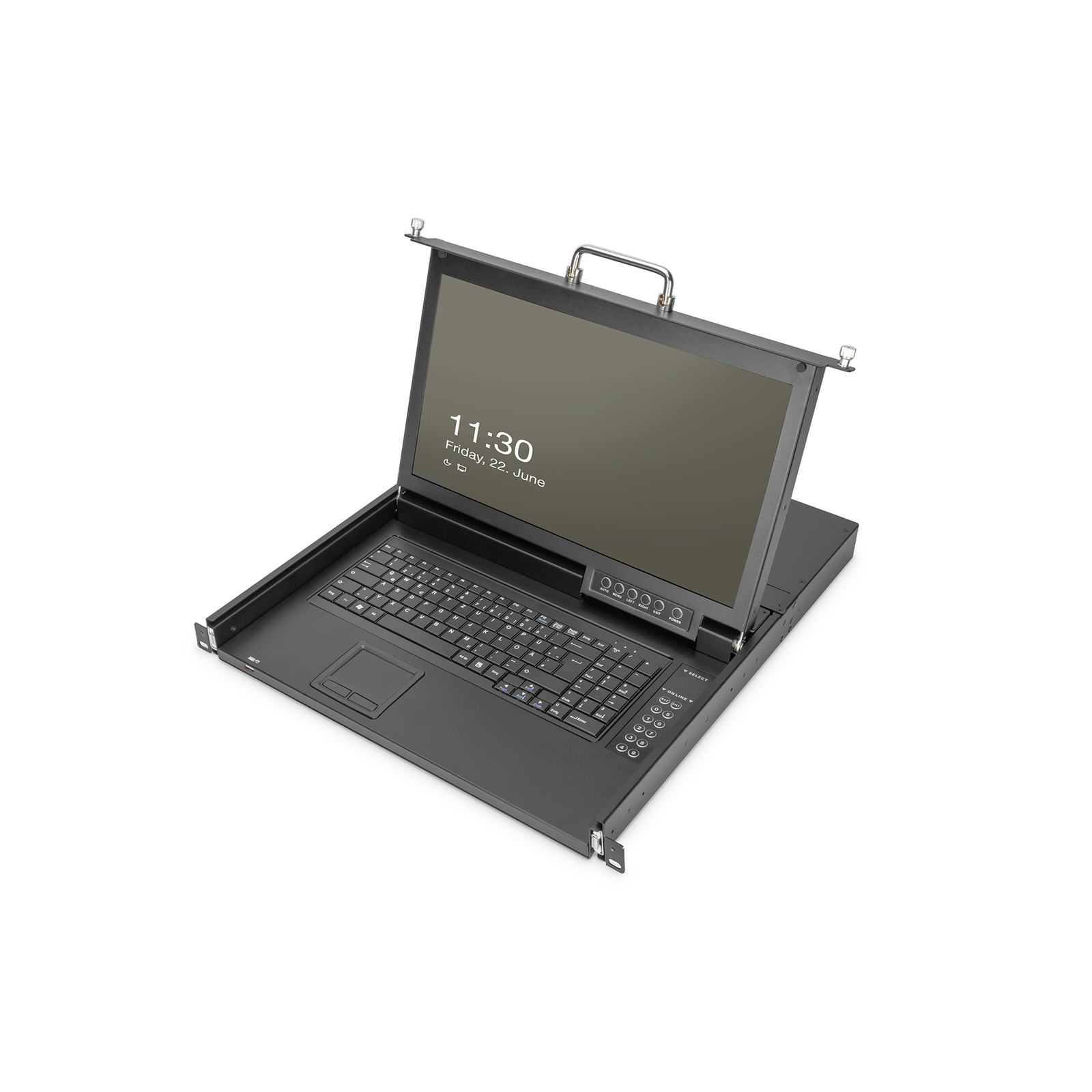 DIGITUS Modular HD LCD KVM Console17inch TFT 8-port HDMI Connection Touchpad German Keyboard Layout