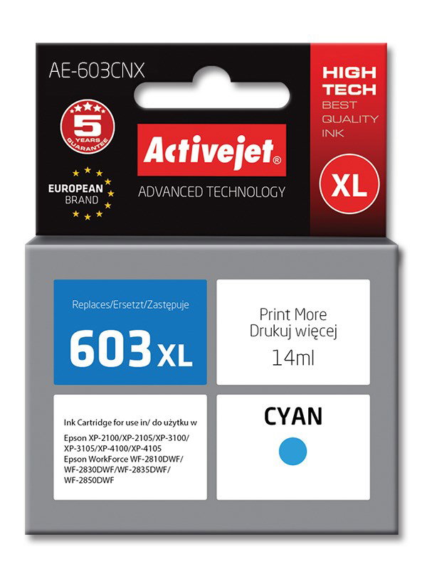 Activejet AE-603CNX ink (replacement for Epson 603XL T03A24; Supreme; 14 ml; cyan)