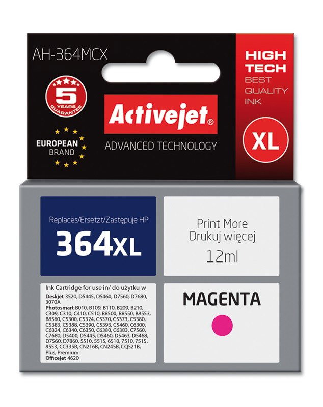 Activejet AH-364MCX Ink (replacement for HP 364XL CB324EE; Premium; 12 ml; magenta)