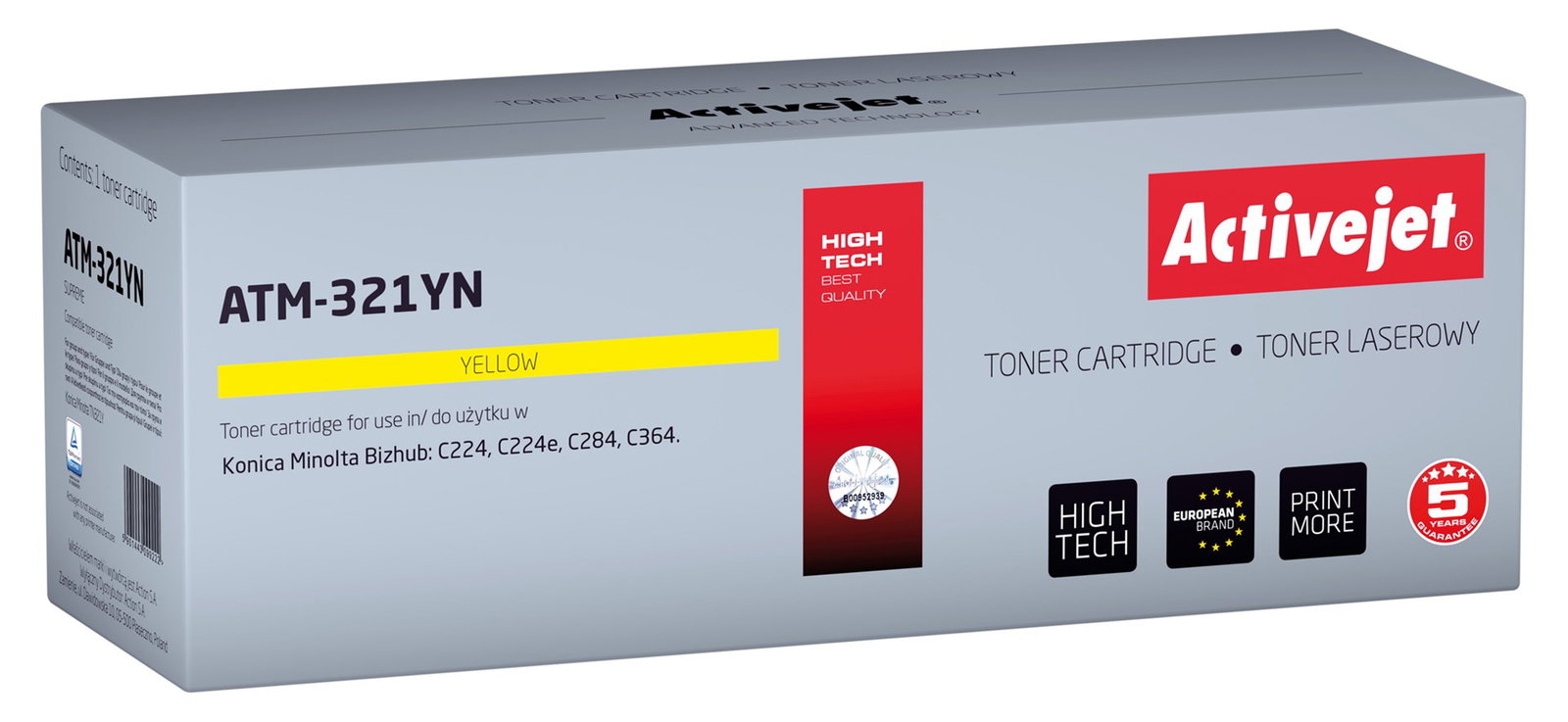 Activejet ATM-321YN Toner (replacement for Konica Minolta TN321Y; Supreme; 25,000 pages; yellow)