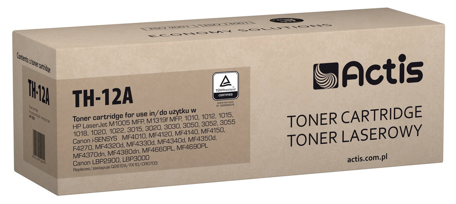 Actis TH-12A Toner (replacement for HP 12A Q2612A, Canon FX-10, Canon CRG-703; Standard; 2000 pages; black)