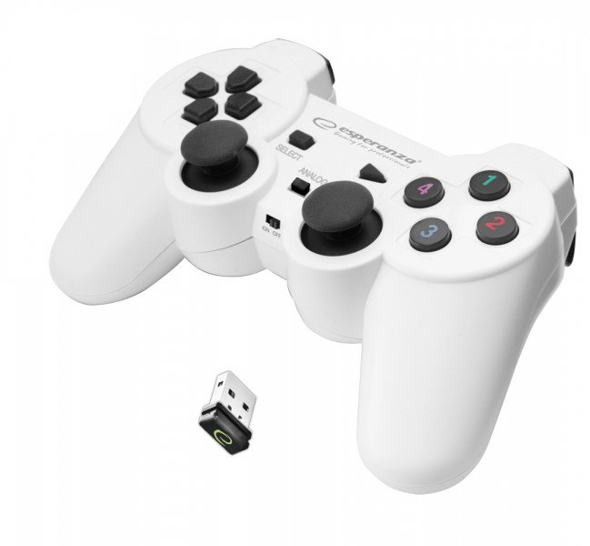 Esperanza EGG108W Gaming Controller Black, White RF Gamepad Analogue Digital PC, Playstation 3