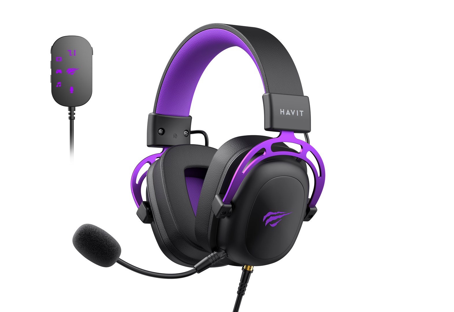 Havit H2002C+U - gaming headphones (black and purple)