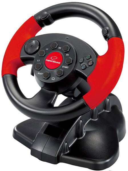 ESPERANZA EG103 Gaming Controller Steering wheel PC,Playstation 2,Playstation 3 Digital Black,Red