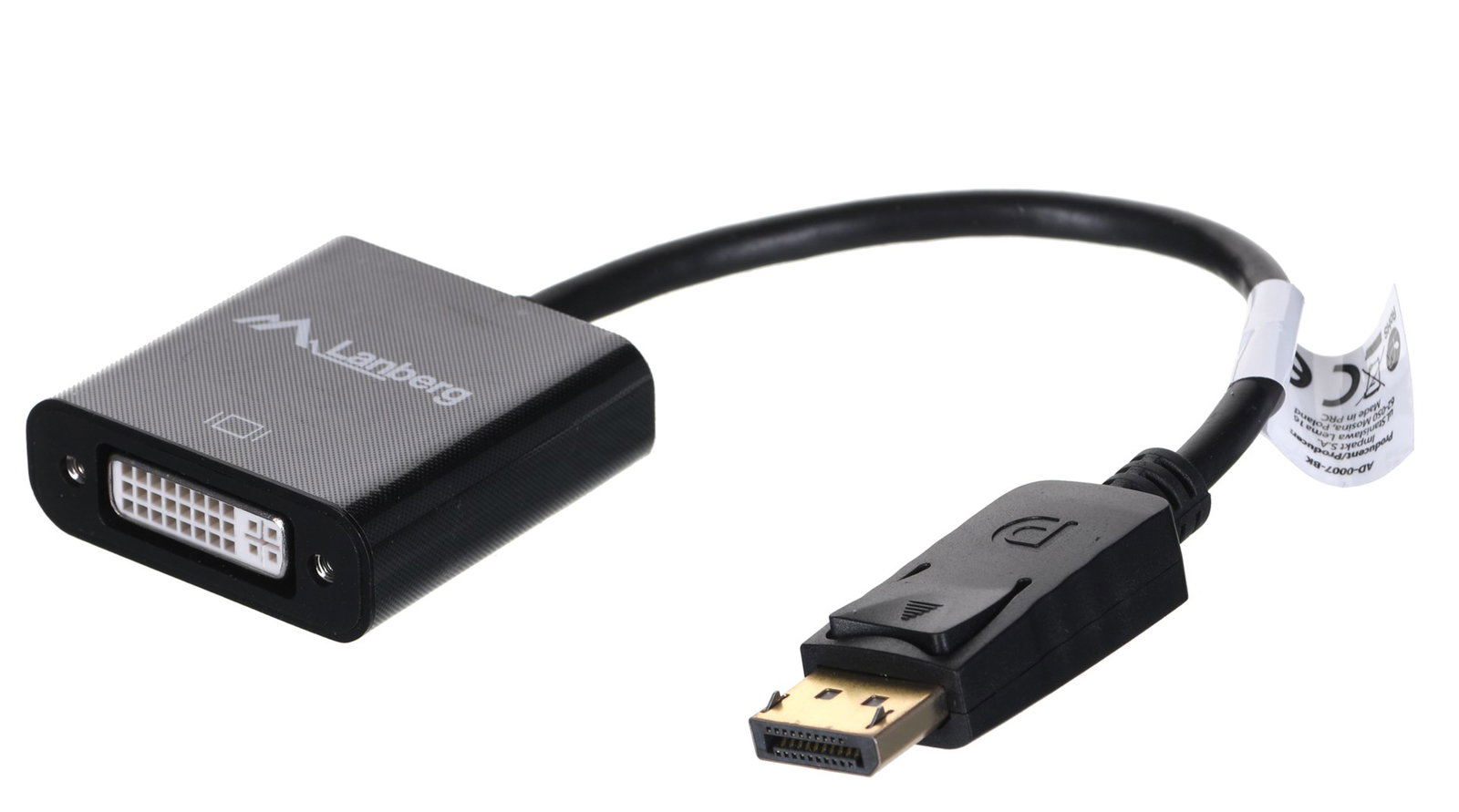 Lanberg AD-0007-BK video cable adapter 0.1 m DisplayPort DVI-D Black