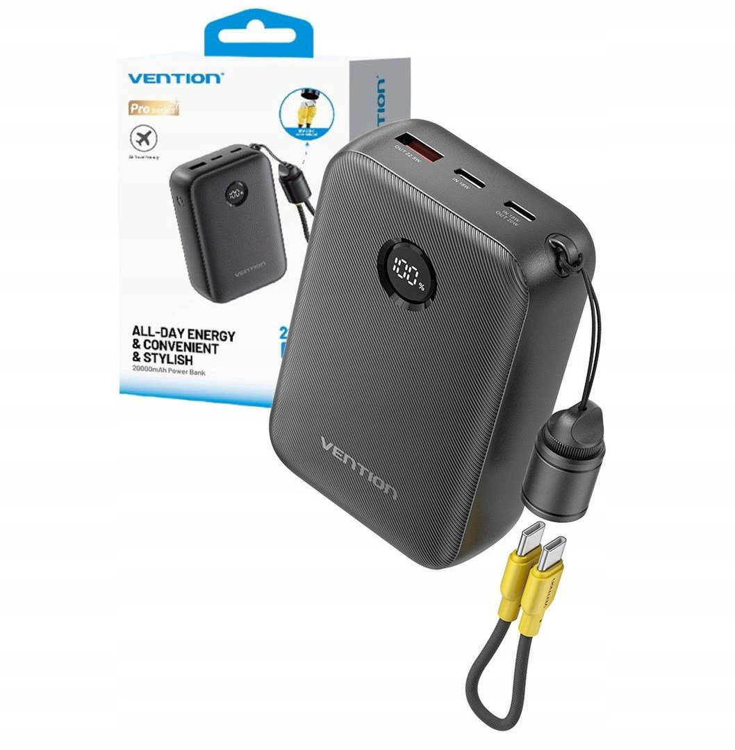 Powerbank Vention 20000mAh 2xUSB-C 1xUSB-A 22,5W BL