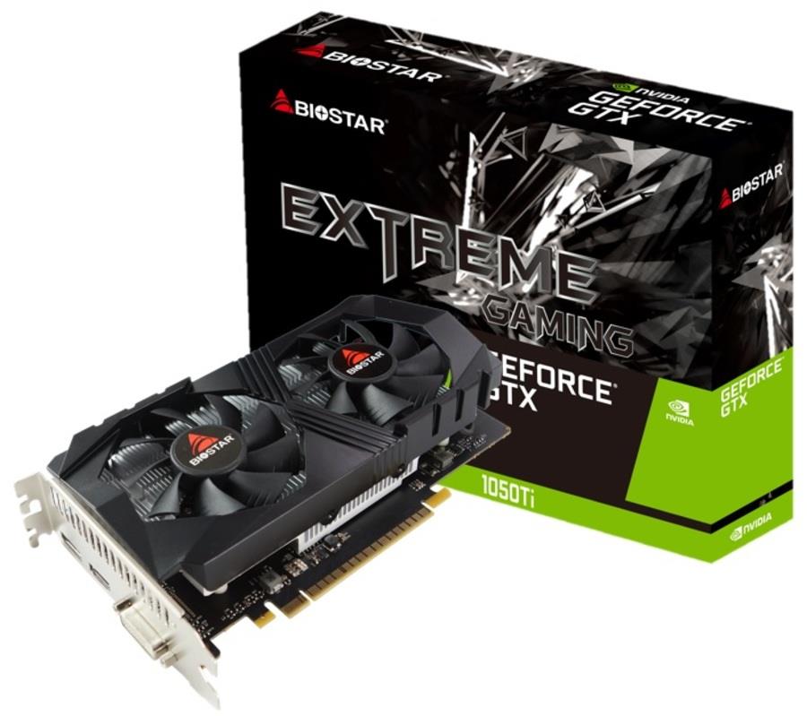 Graphics Card BIOSTAR NVIDIA GeForce GTX 1050 TI 4 GB GDDR5 128 bit PCIE 3.0 16x Memory 7008 MHz GPU 1291 MHz Dual Slot Fansink 1xDVI-D 1xHDMI 1xDisplayPort VN1055TF41