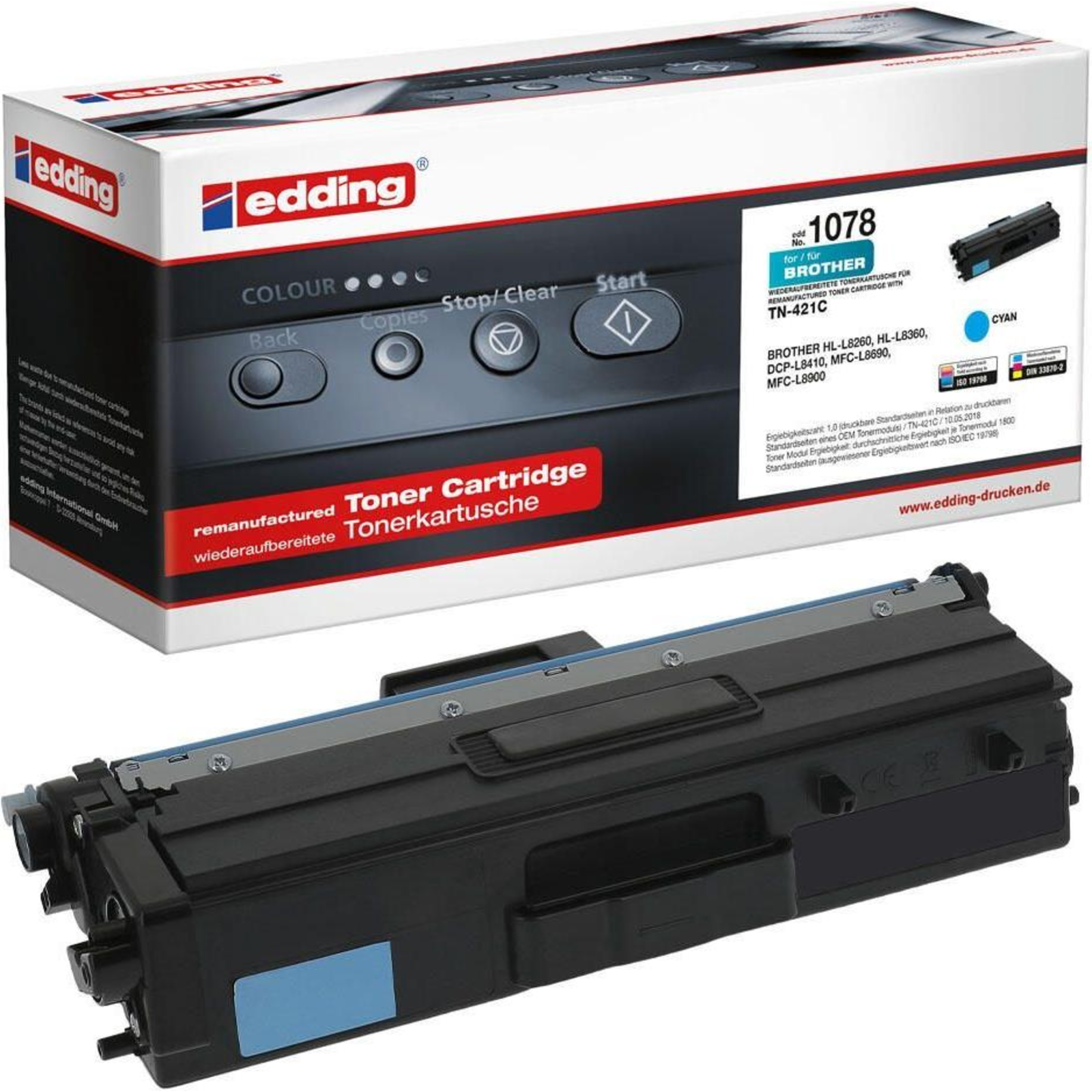 Edding EDD-1078 cyan Toner Replaces Bredher TN-421C Compatible Toner Unit
