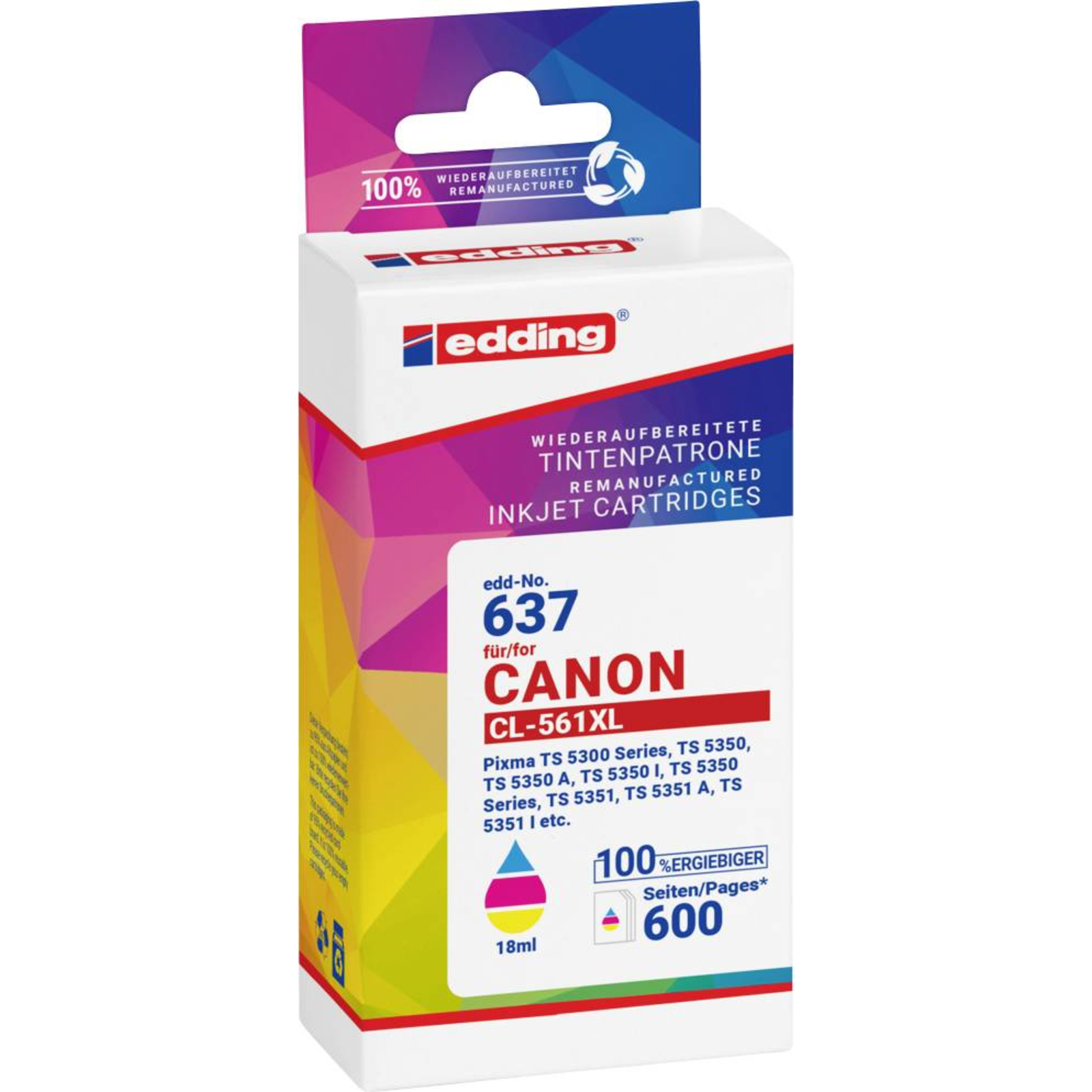 Edding EDD-637 Color Printer Cartridge Compatible to Canon CL-561XL Compatible