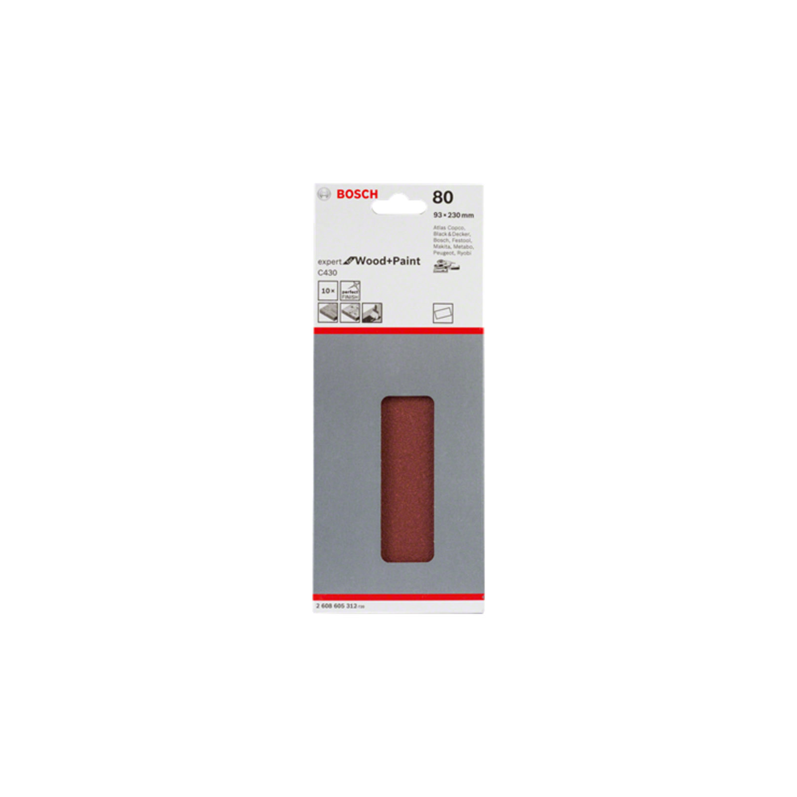 Bosch 2608608X98 2608608X98 Orbital Sandpaper Grit Num 40 80 120 180 ( X L) 93mm X 230mm 10 Pcs