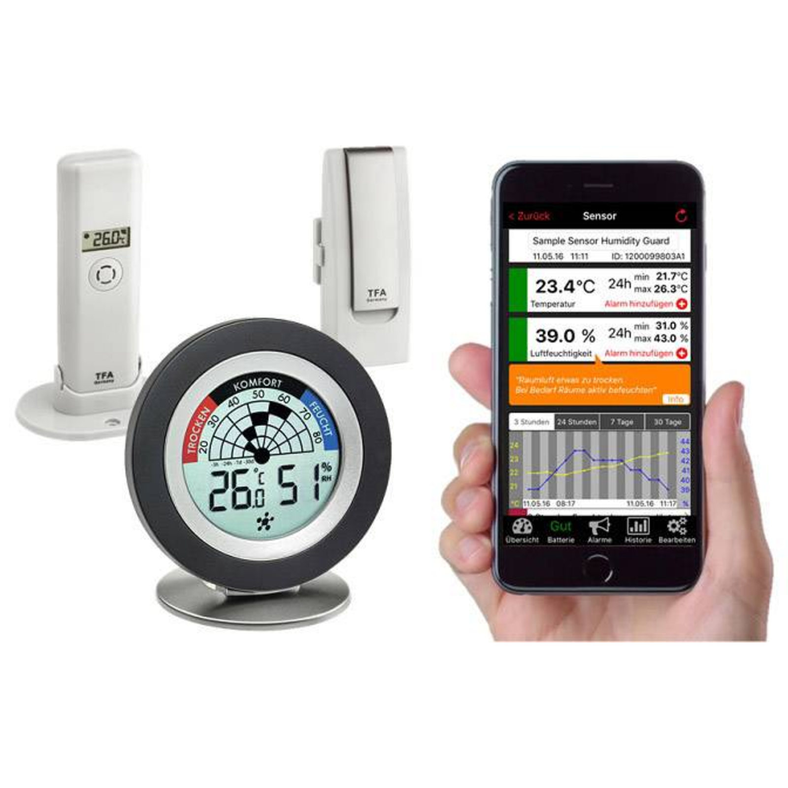 TFA Dostmann Dostmann WeatherHub Humidity Temperature WLAN 868 MHz -40 60 C LCD