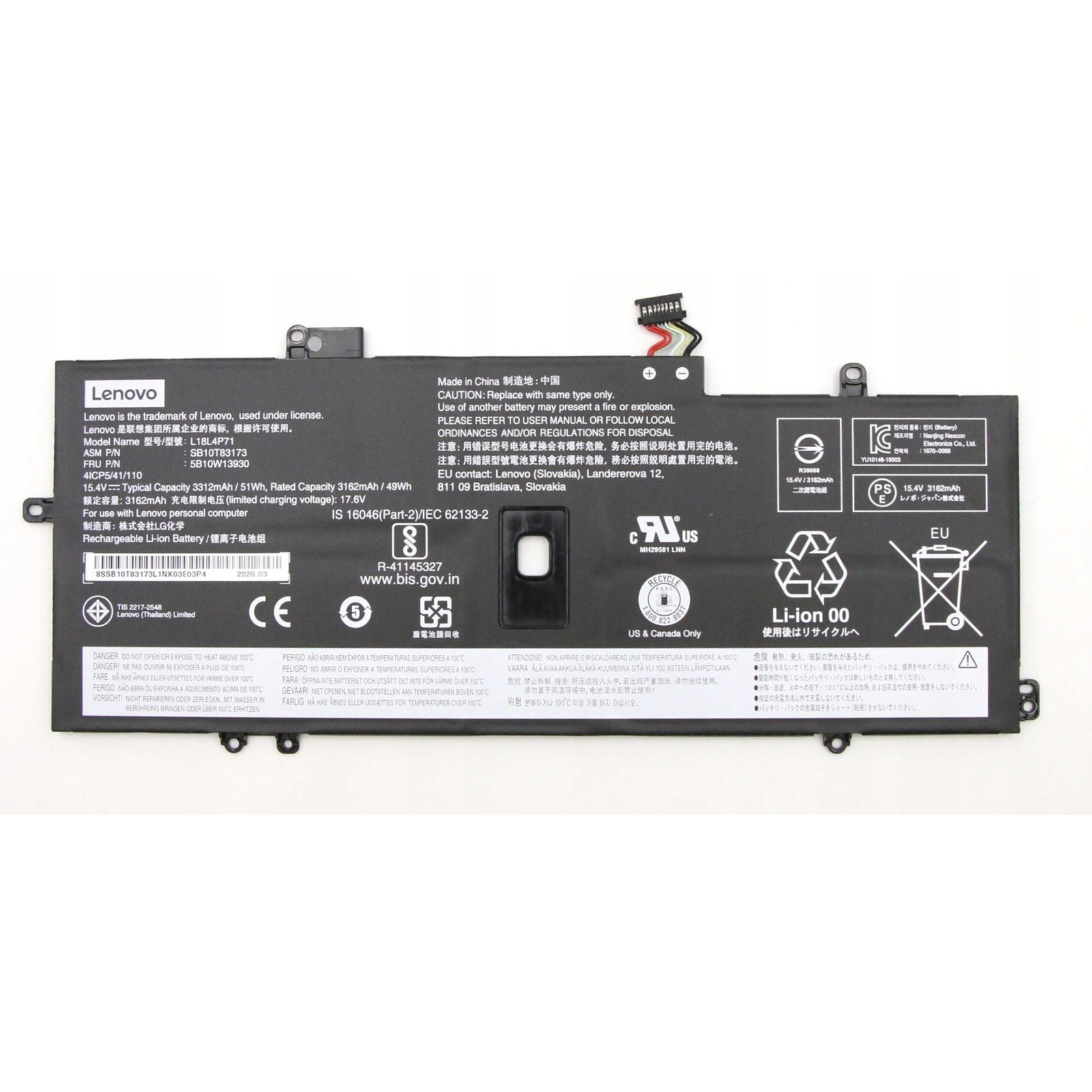Lenovo 5B10W51835 Battery 51Wh Original Battery 3,321 MAh