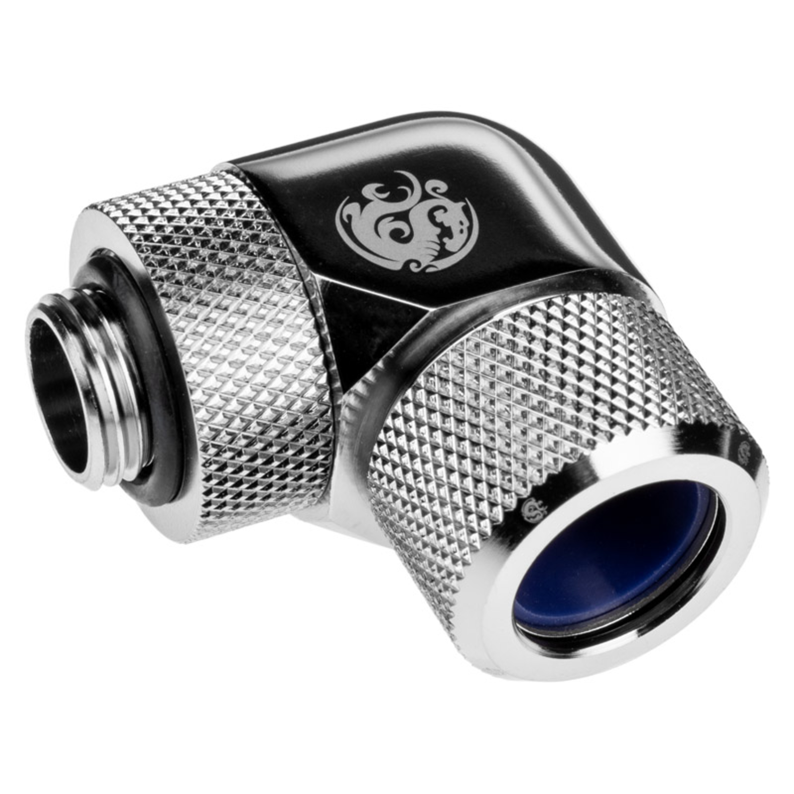 Bitspower Advanced Adapter 90 Degree G1/4 Inch AG to 14mm AD Hardtube redatable Silver