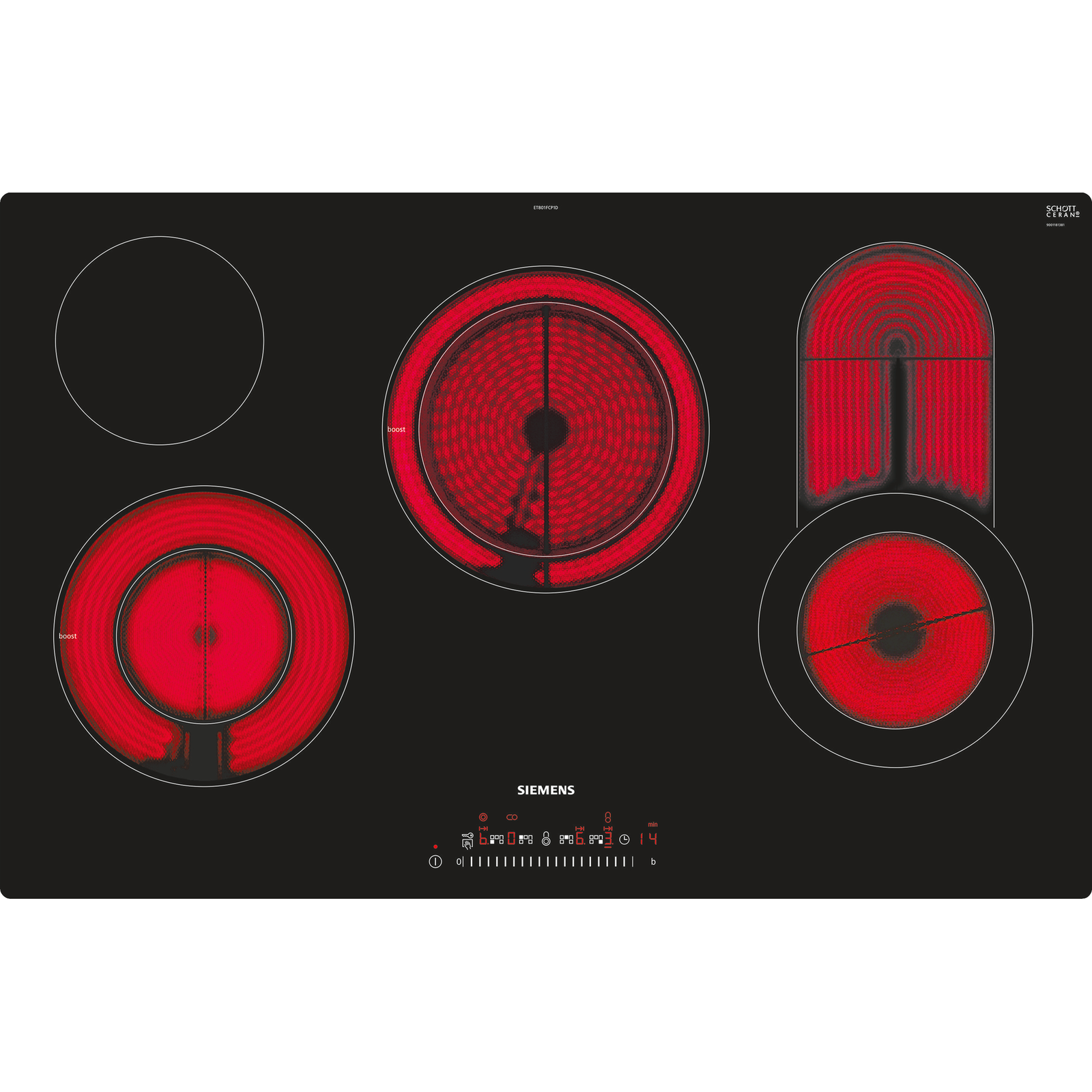 Siemens ET801FCP1D hob Black, Stainless steel Built-in Ceramic hob 5 zone(s)