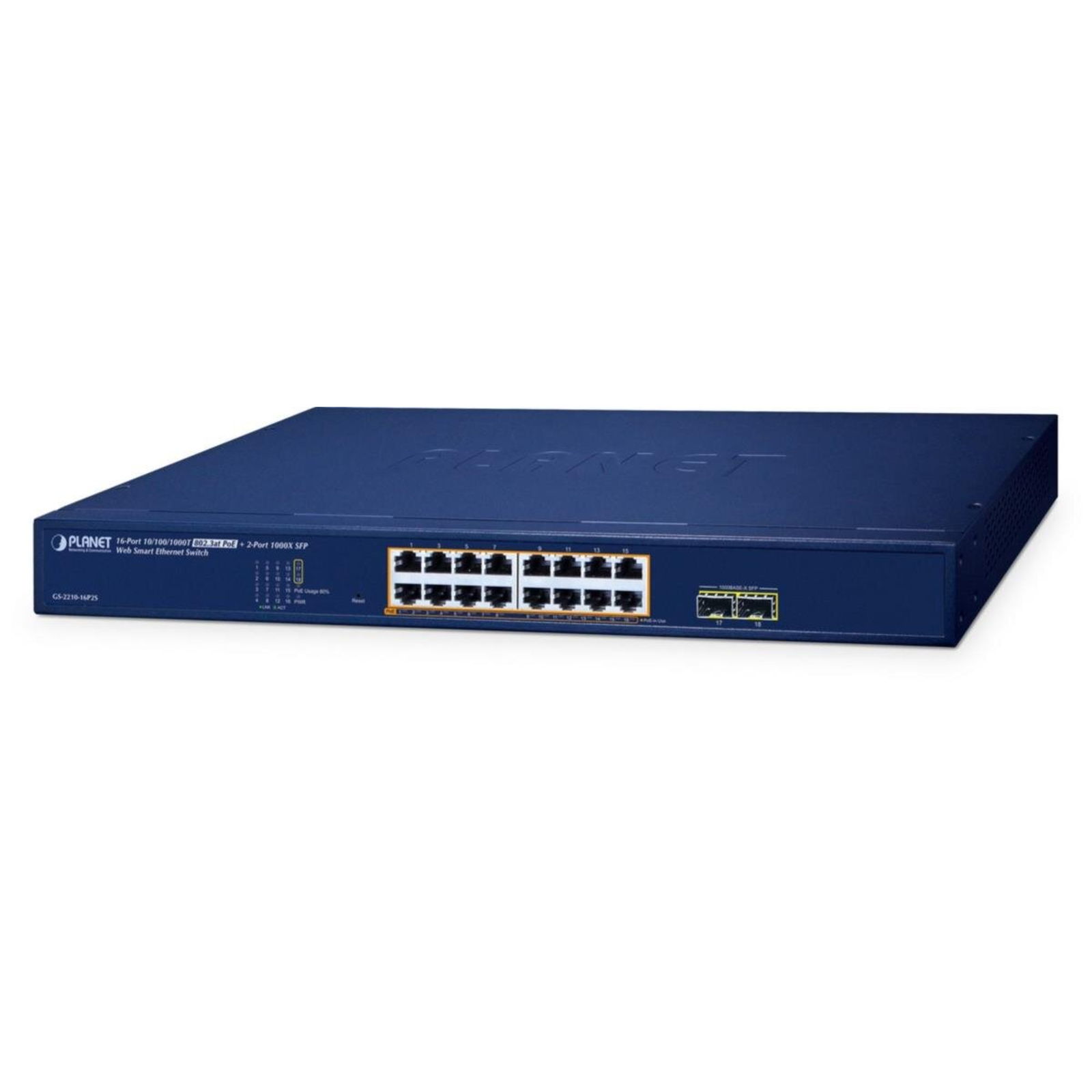 Planet Poe+ Web Smart Switch GS-2210-16P2S Switch Copper Wire