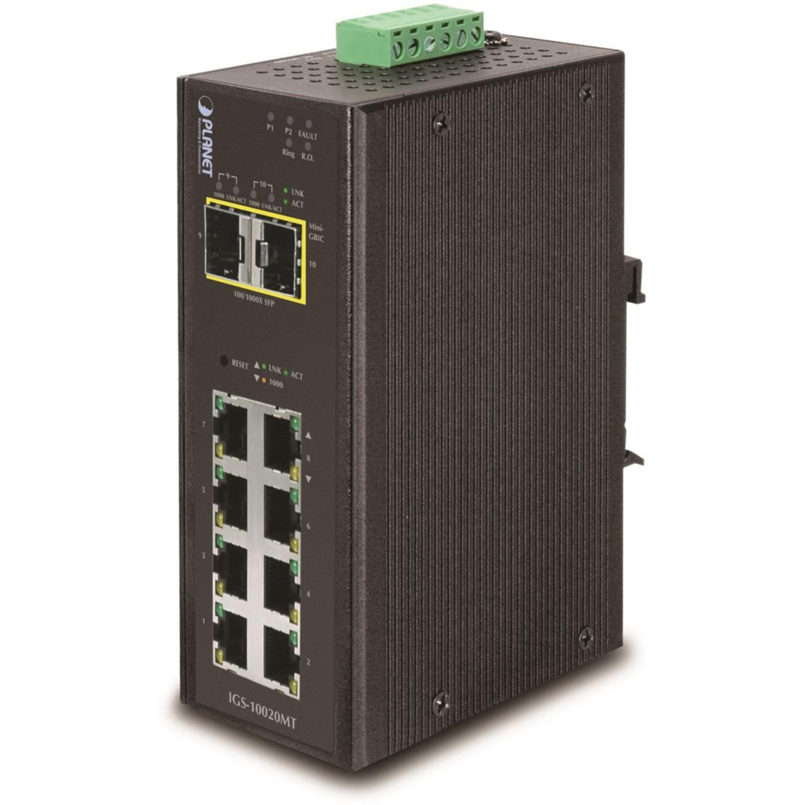 PLANET Industrial 8-Port 10 100 1000T + 2 100 1000X SFP