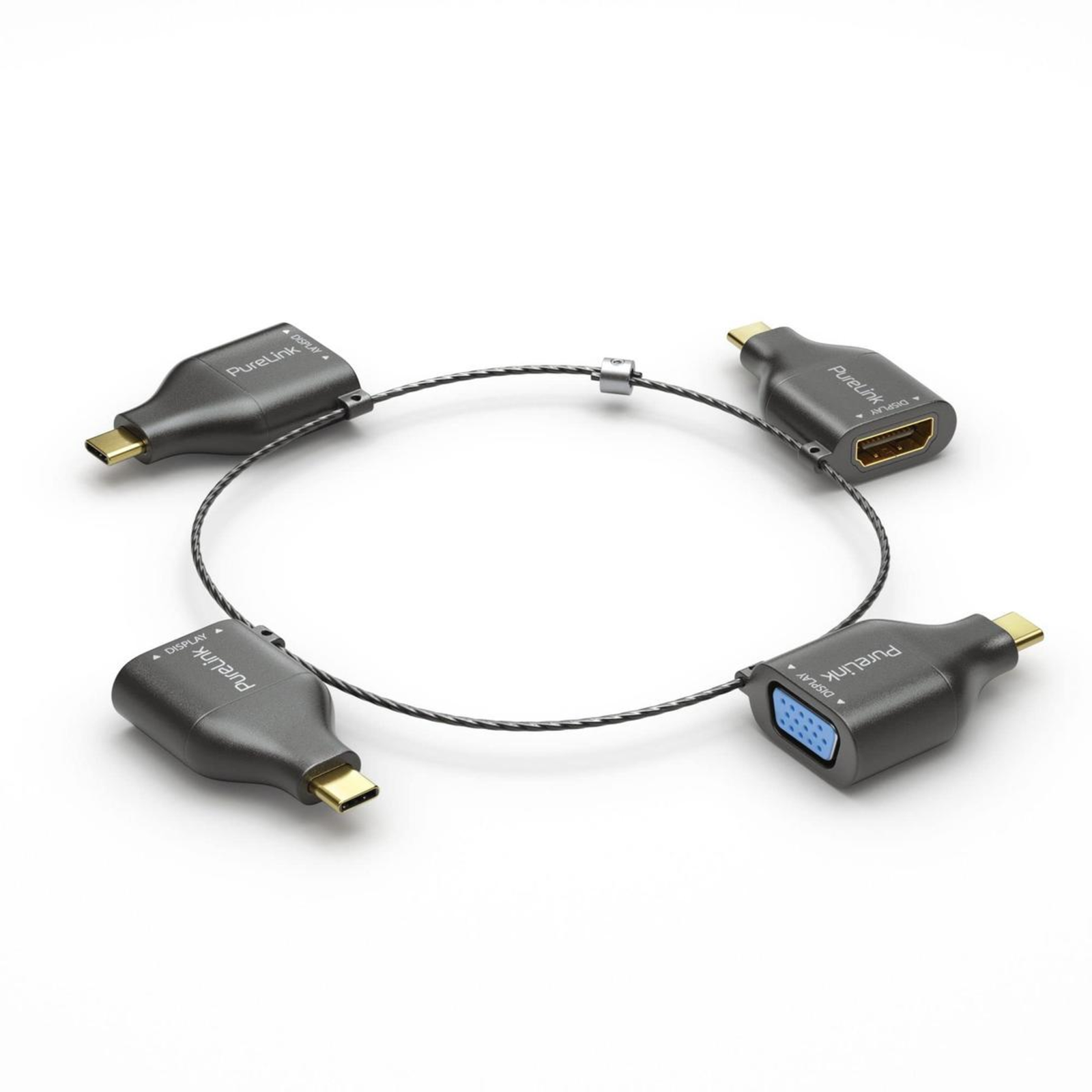 PureLink Apter Ring Small 4x USB-C USB-C Gt VGA/HDMI/miniDP/DP Black